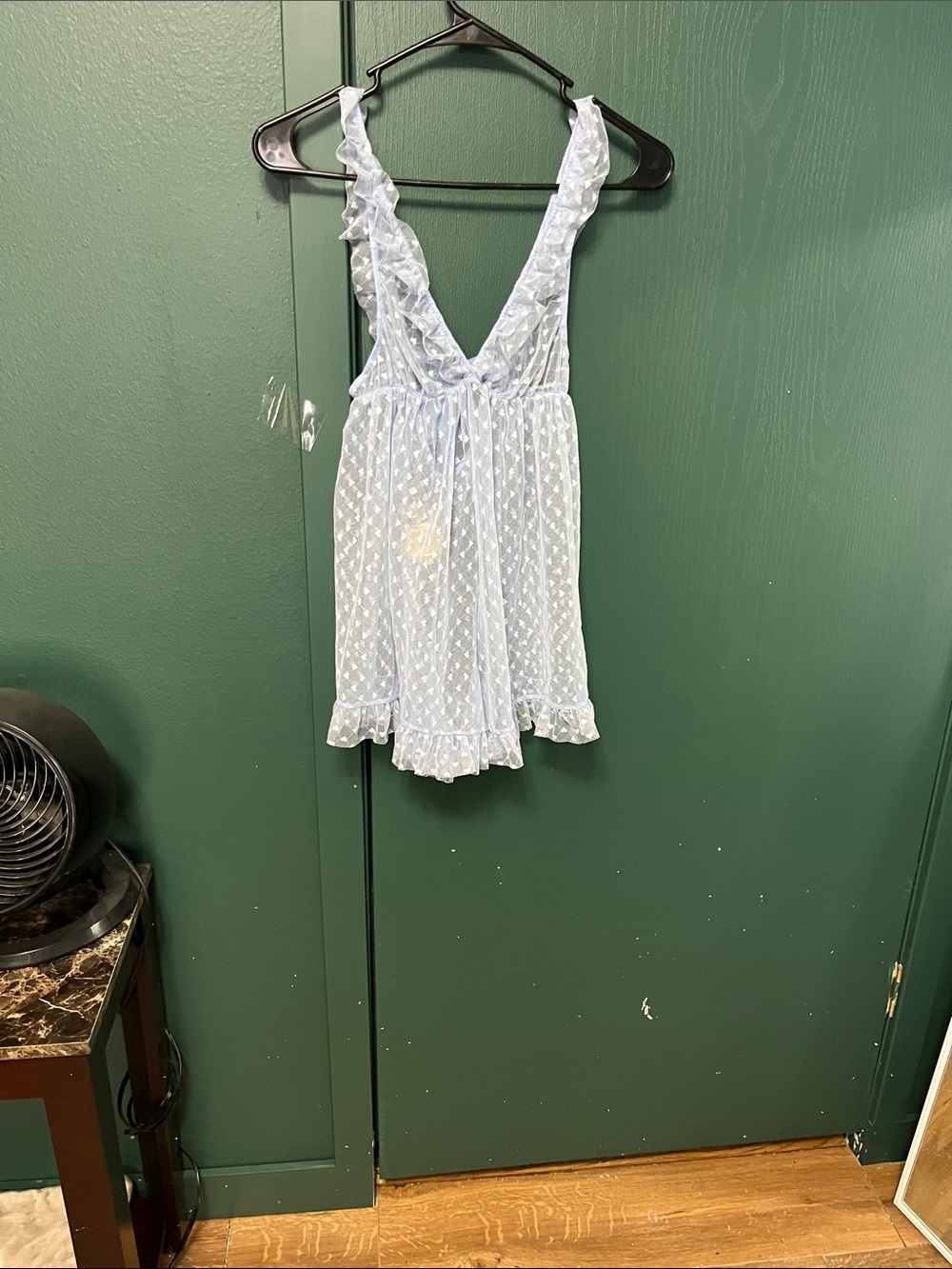 Only Hearts Light Blue Sheer Ruffled Babydoll Romper